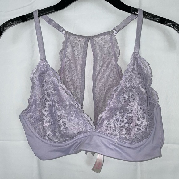 Victoria’s Secret Pink Bralette Lightly Lined Underwire Lace V-Neck Plunge Bra - Picture 2 of 9